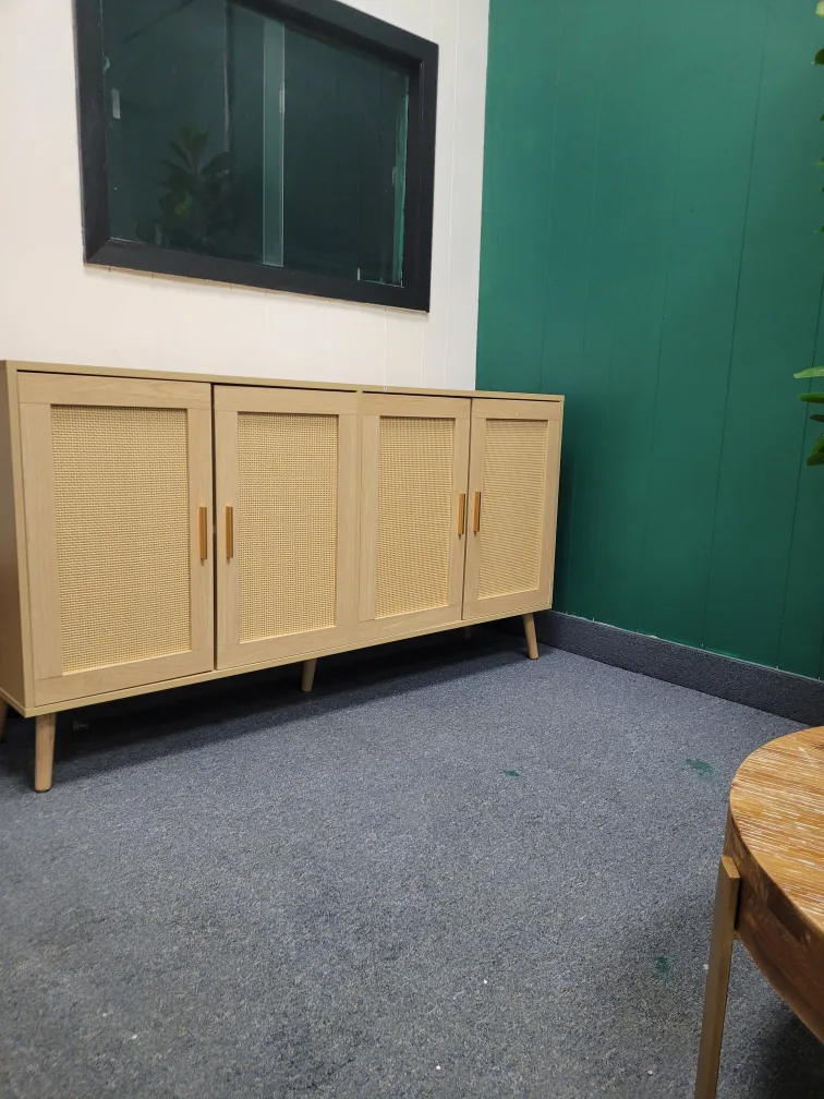 Wooden Cabinet with Rattan Doors thumbnail
