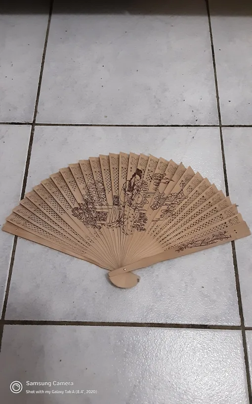 Vintage Hand Fan with Asian Design thumbnail