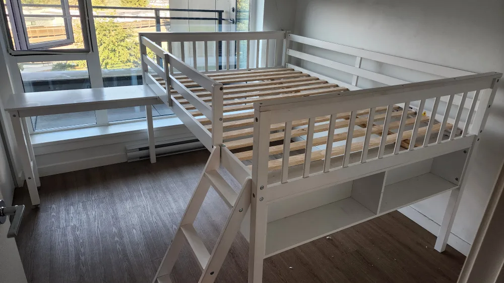 White Loft Bed with Matress & Desk 🥕 image indicator(2)