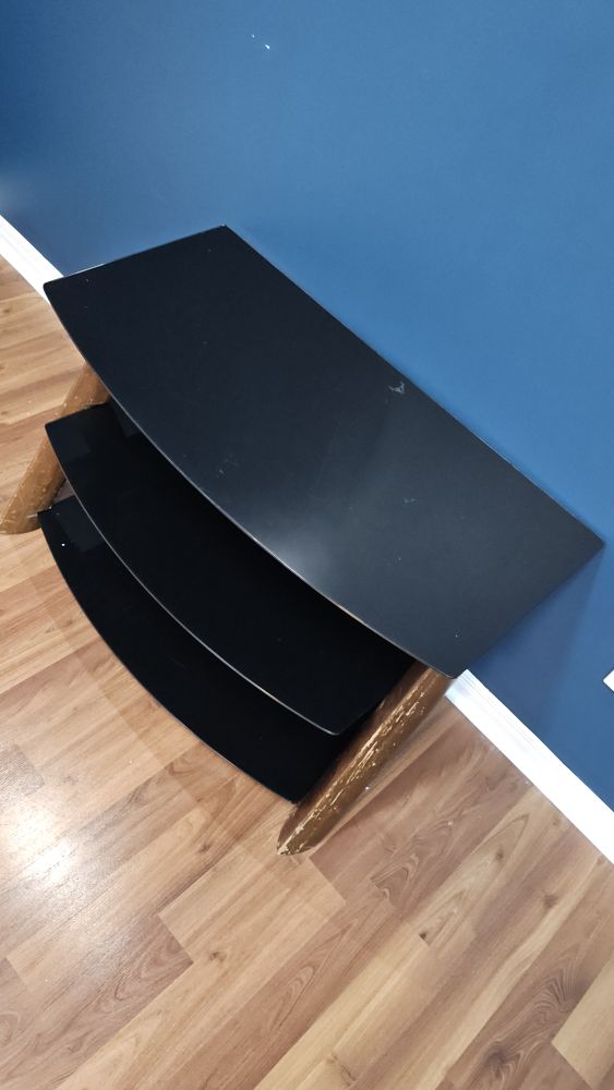 Black Glass & Wood TV Stand - photo 2