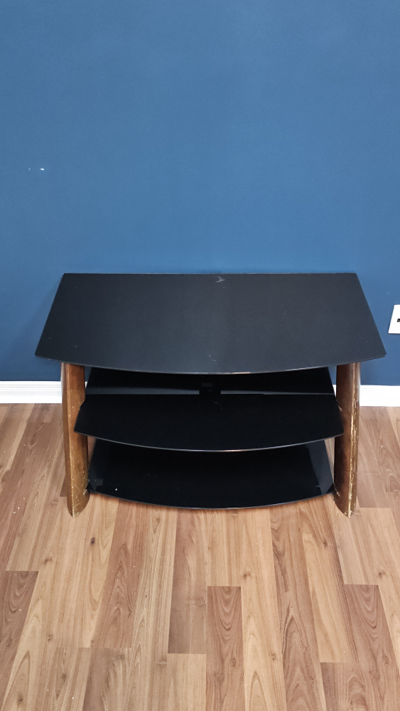 Black Glass & Wood TV Stand - photo 4