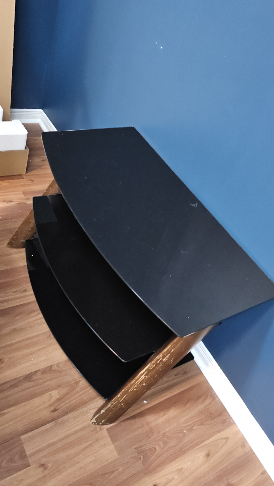 Black Glass & Wood TV Stand - photo 5