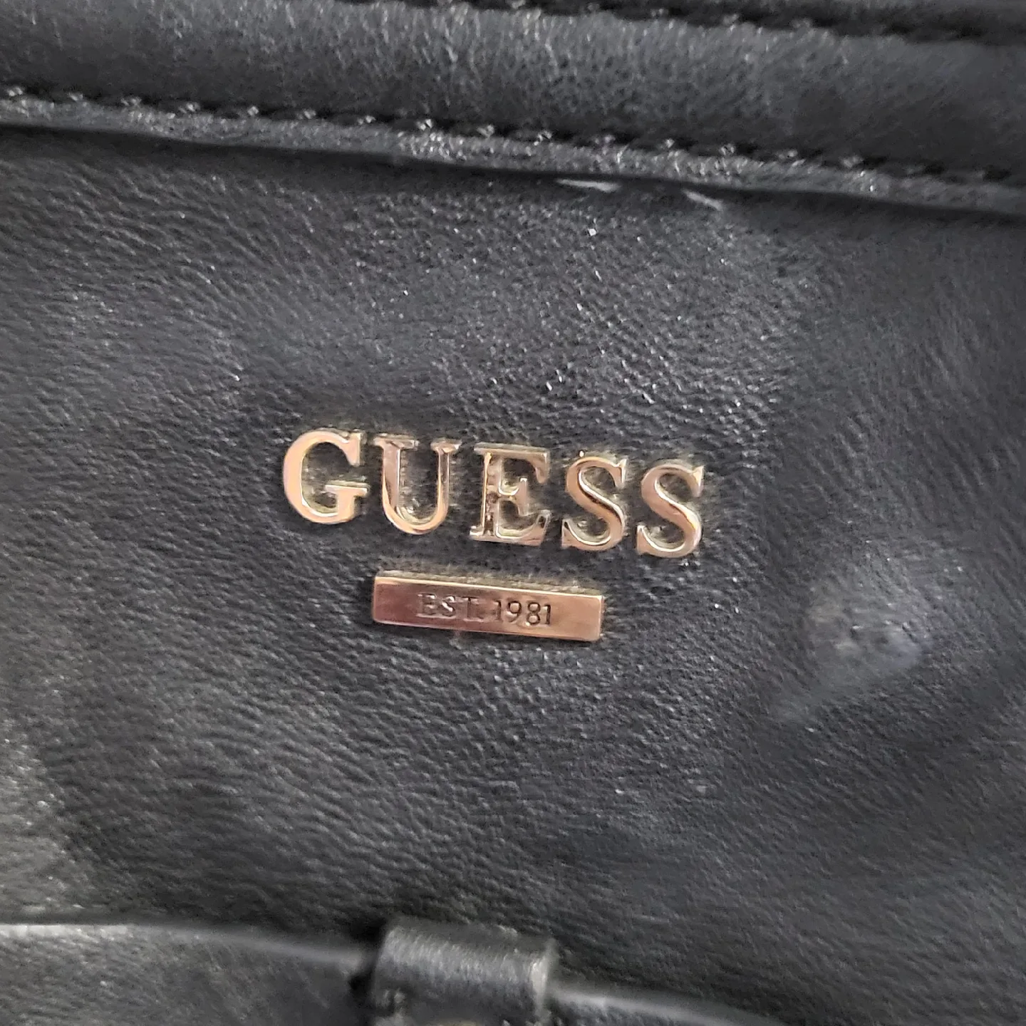 🥕Guess Black Leather Studded Satchel Purse Like New image indicator(3)