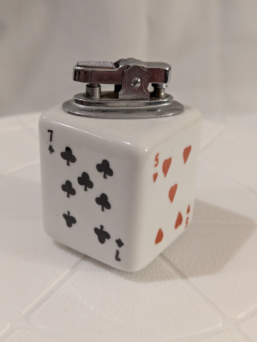 1960s Vintage Poker Cards Ceramic Cube Table Lighter Japan 🥕