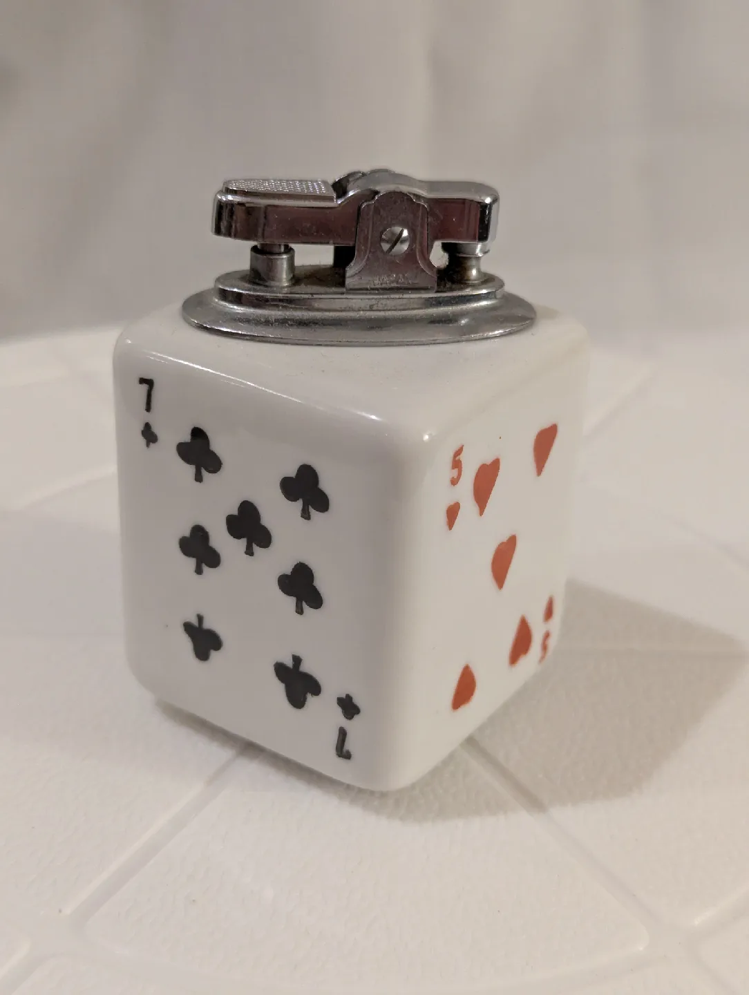 1960s Vintage Poker Cards Ceramic Cube Table Lighter Japan 🥕 thumbnail