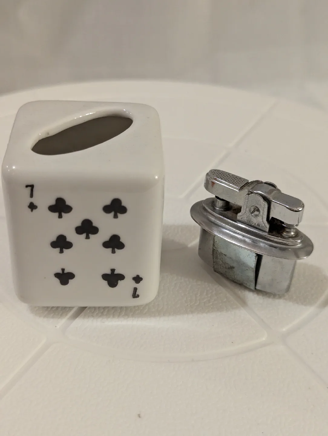 1960s Vintage Poker Cards Ceramic Cube Table Lighter Japan 🥕 image indicator(6)