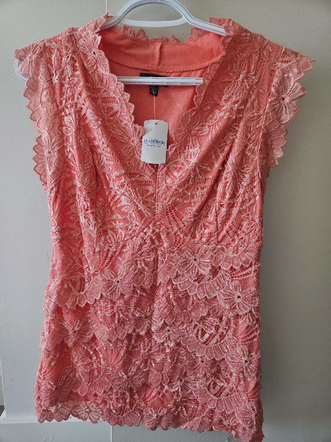 Le Chateau Lace Top - Size M - Coral