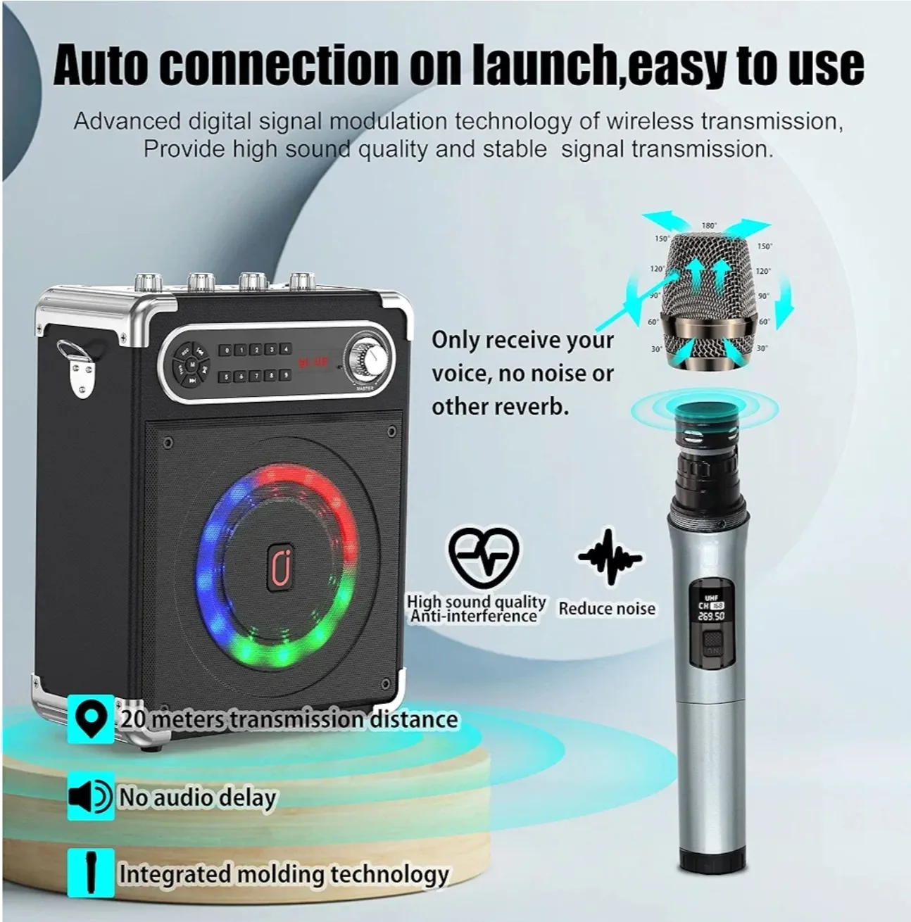 JYX Karaoke Machine with Two Wireless Microphones image indicator(6)