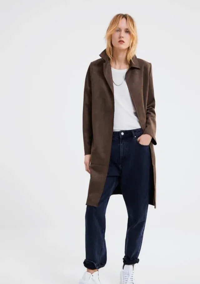 Zara - Faux Suede Brown Coat image indicator(4)