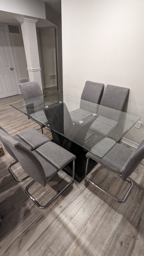 Glass Dining Table Set 6 Chairs