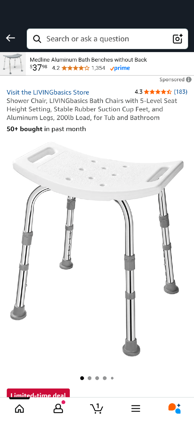 LIVINGbasics Shower Chair with Adjustable Height