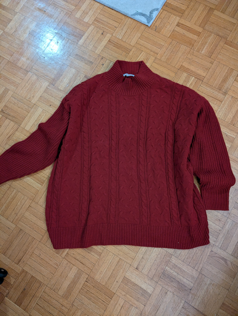Burgundy Cable Knit Sweater