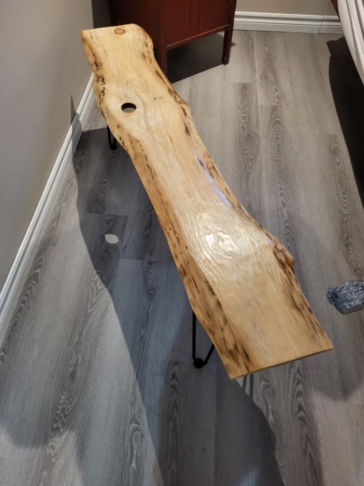 Small Handmade Live Edge Coffee Table - Wood & Metal Legs image indicator(2)