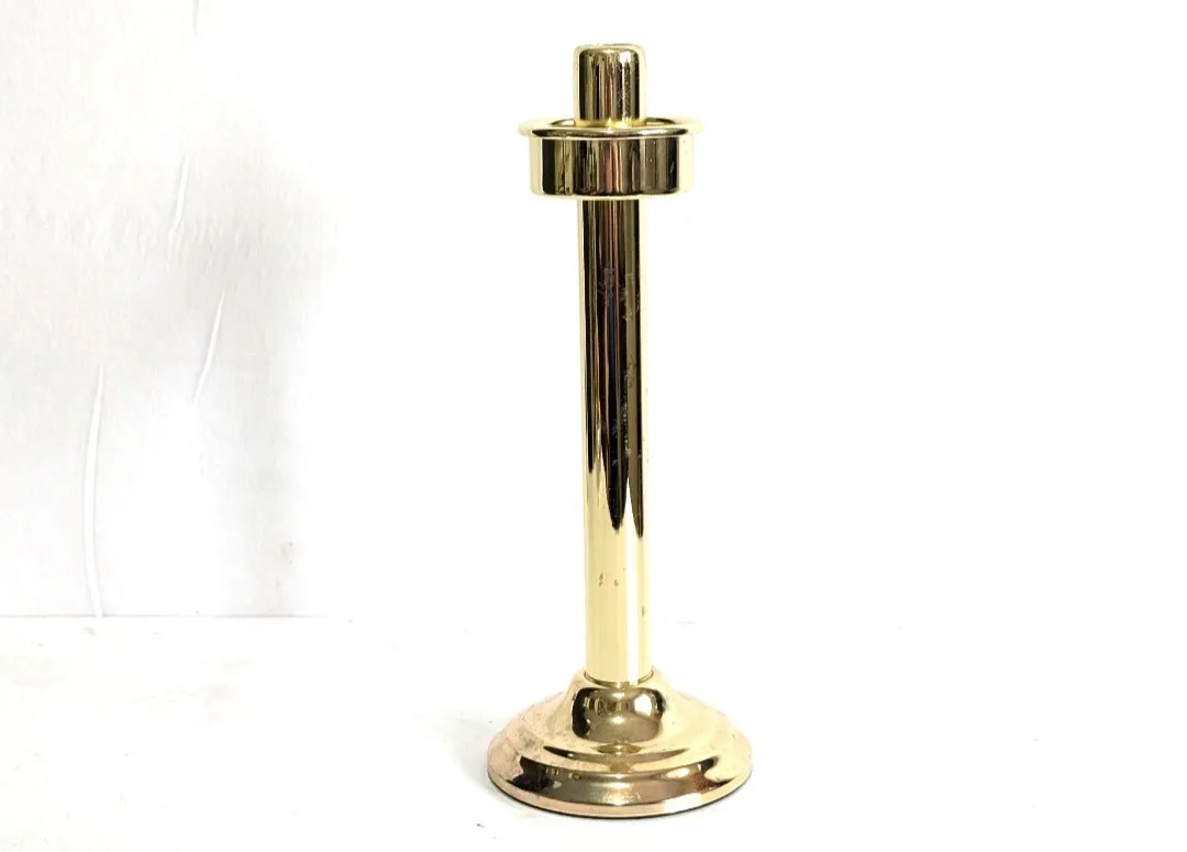 Spring Loaded Brass Candlestick Holder ~ Partylite Candleware thumbnail