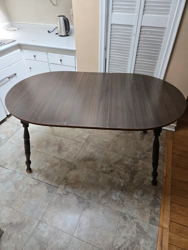 Round Wood Table With Partition. thumbnail