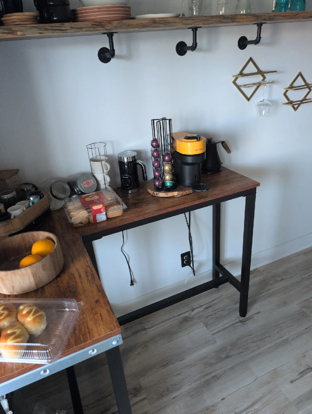 L-Shaped Brown Wood & Metal Desk image indicator(3)