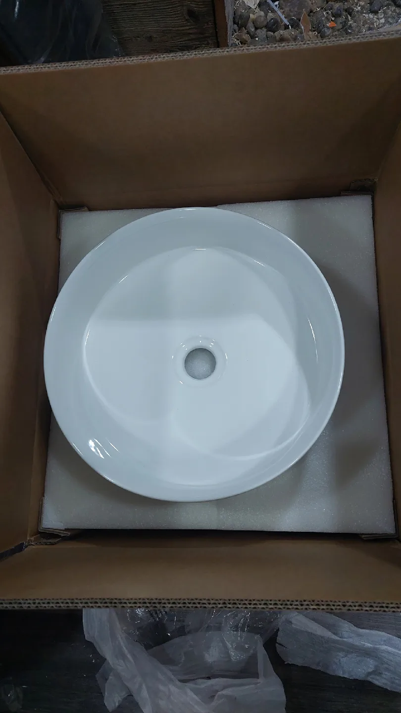 New White Round Ceramic Vessel Sink image indicator(2)