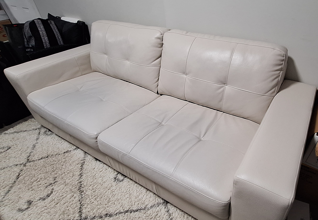 Beige Leather Sofa