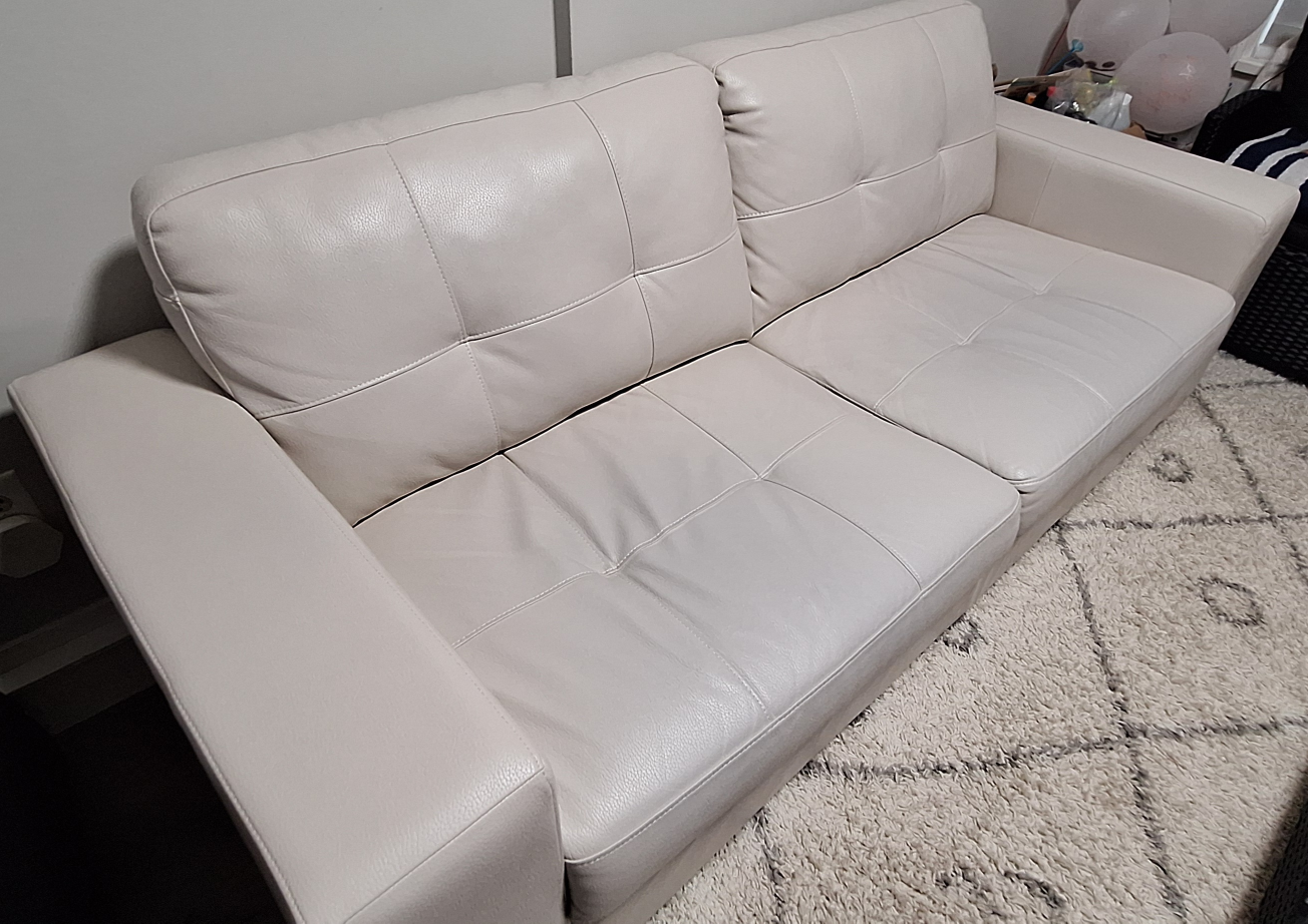 Beige Leather Sofa - photo 2