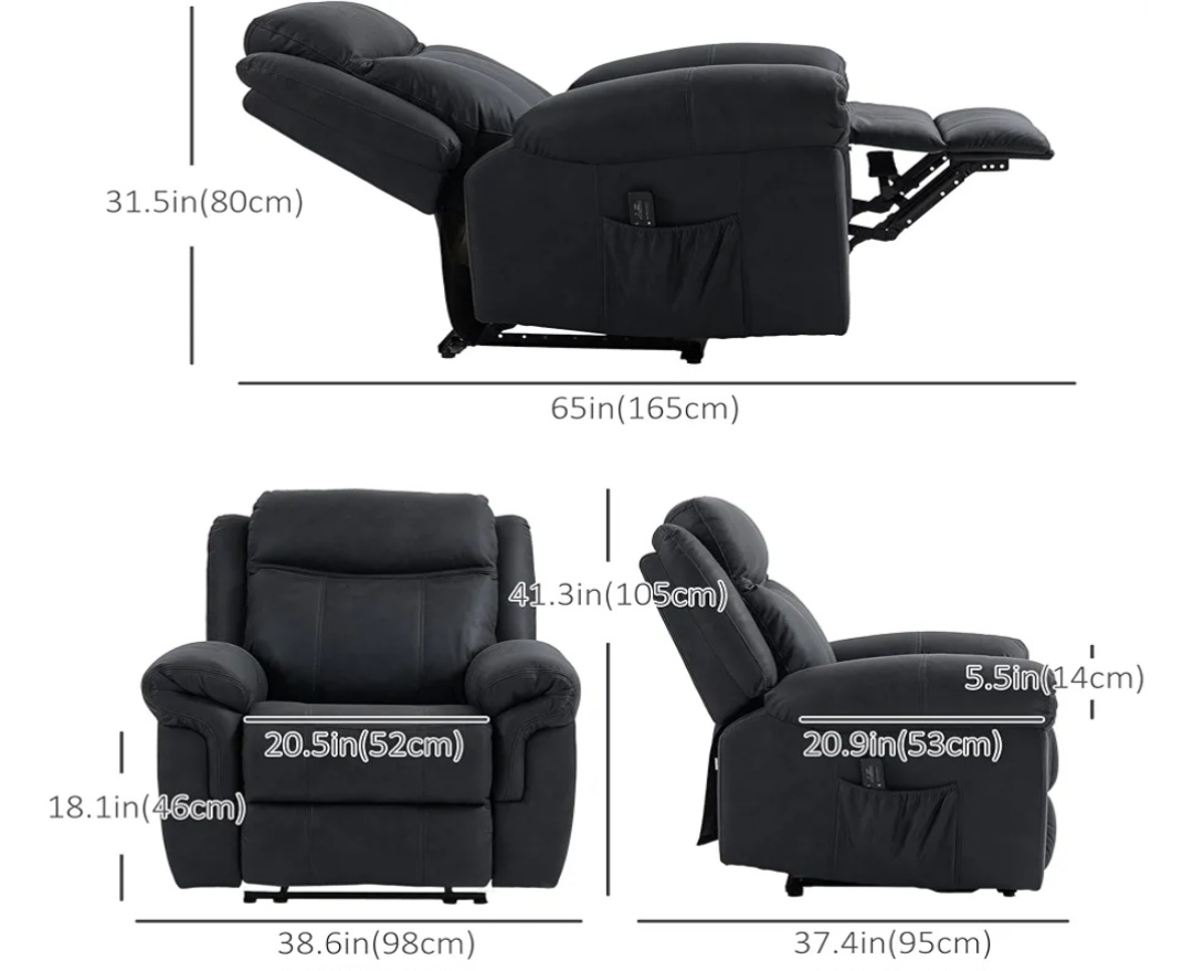 Vibration Massage Recliner Chair - Black - photo 5
