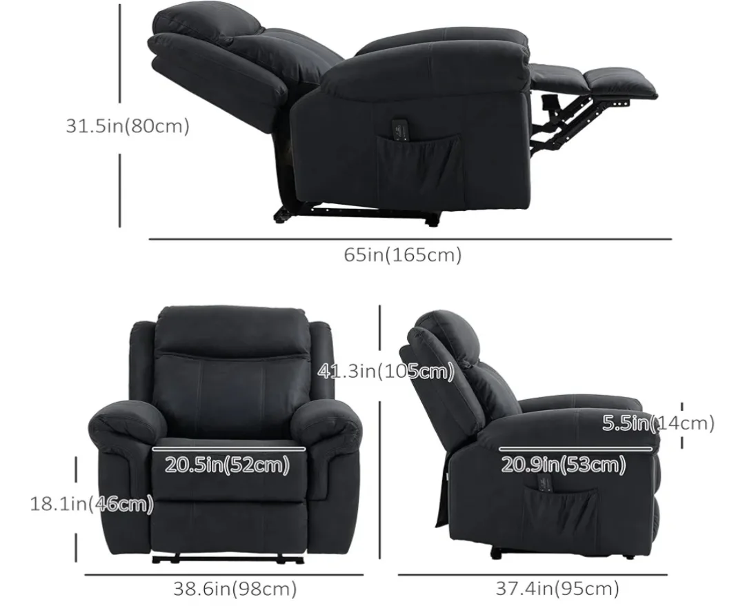 Vibration Massage Recliner Chair - Black image indicator(5)