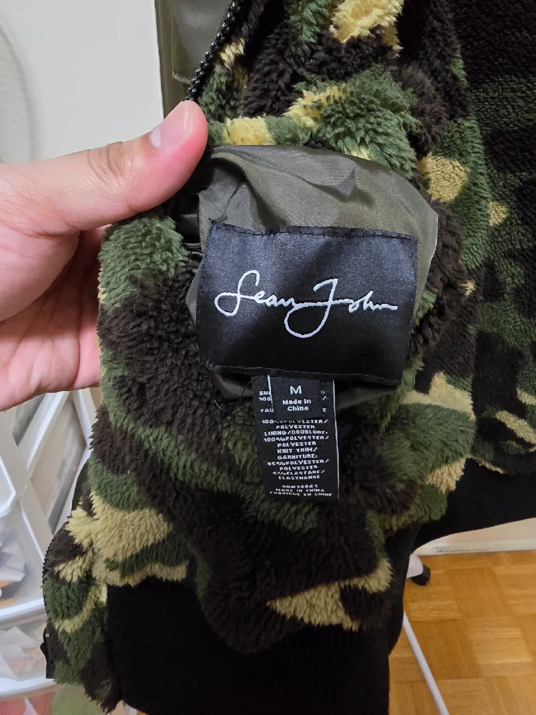 Sean John Olive Green Bomber Jacket - Size M image indicator(4)