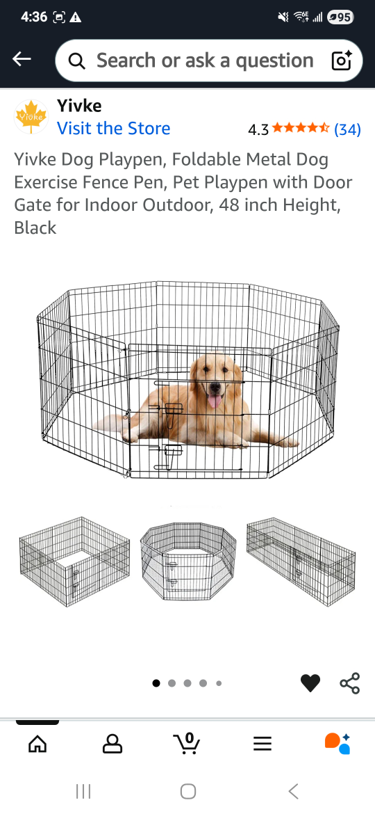 Yivke Foldable Metal Dog Exercise Fence Pen - 48 inch - photo 3