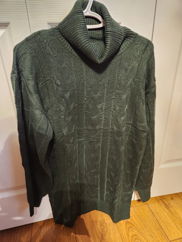 New Green Turtleneck Sweater Dress Small image indicator(2)