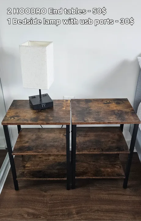 HOOBRO End Tables (Set of 2) & Bedside lamp thumbnail
