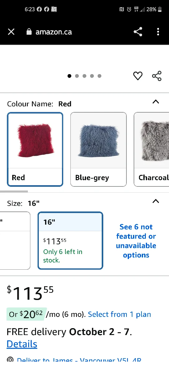 Mongolian Real lamb skin shag ruby red Throw Pillows image indicator(7)