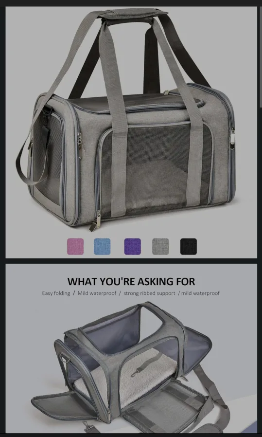 Grey Pet Carrier - Easy Folding thumbnail