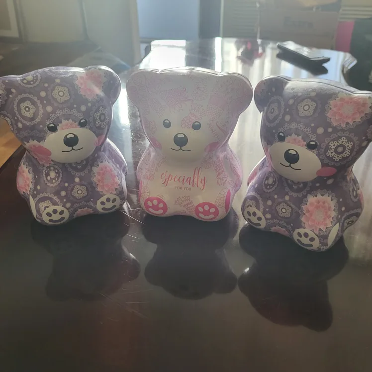 Cute Teddy Bear Coin Banks - Set of 3 thumbnail