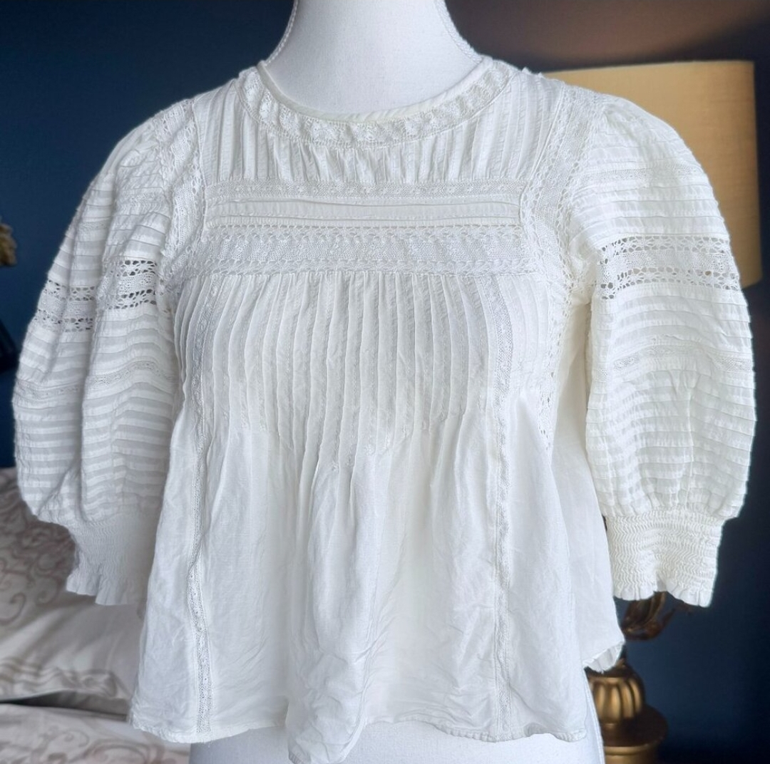 Aritzia White Eyelet Blouse