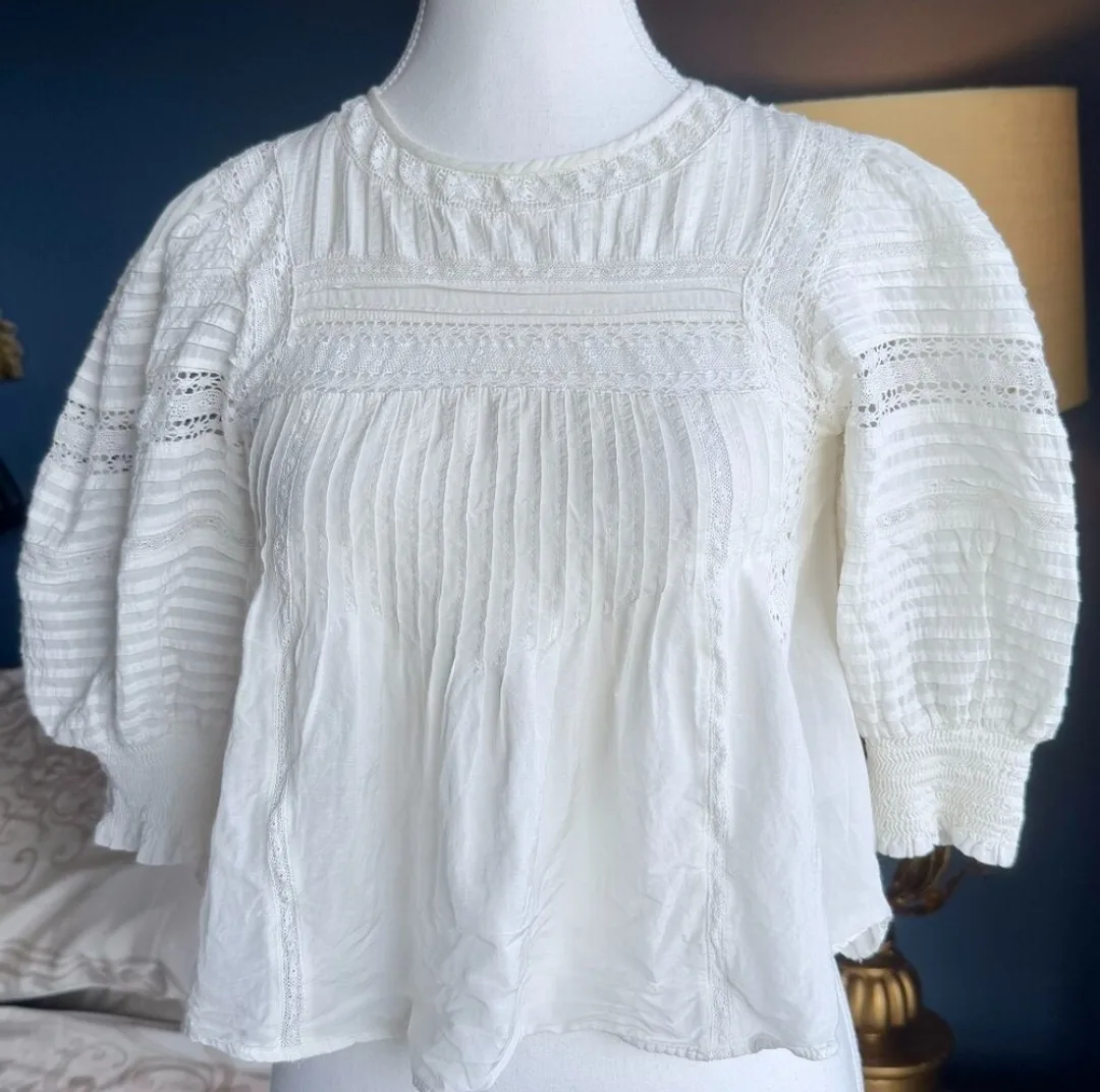 Aritzia White Eyelet Blouse thumbnail