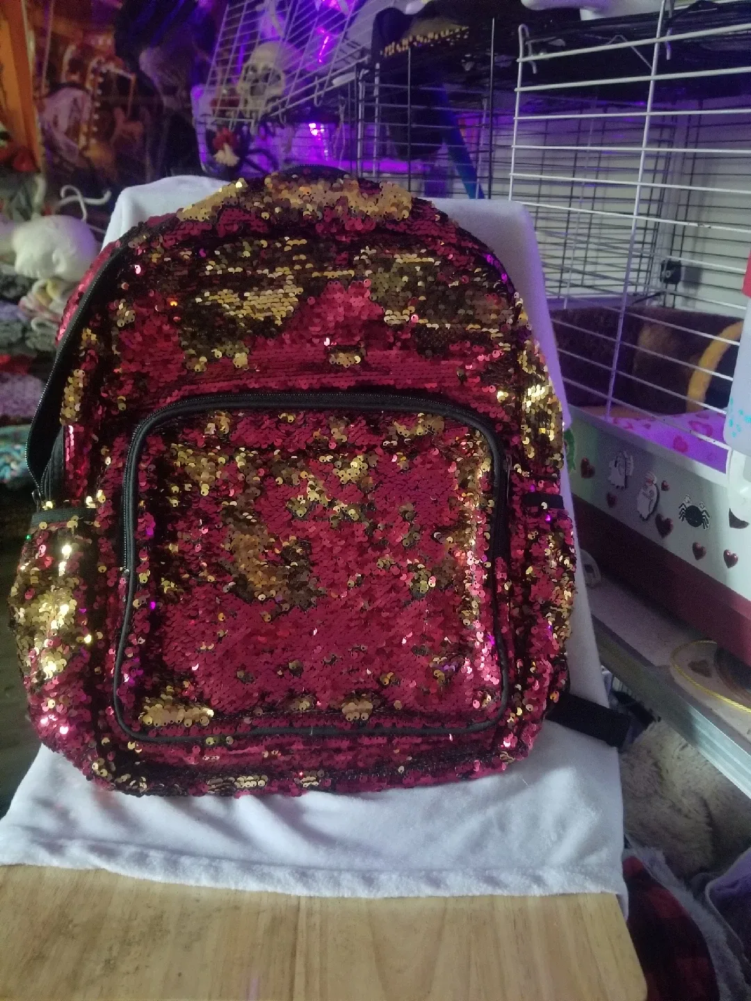Sequin Backpack - Red & Gold thumbnail