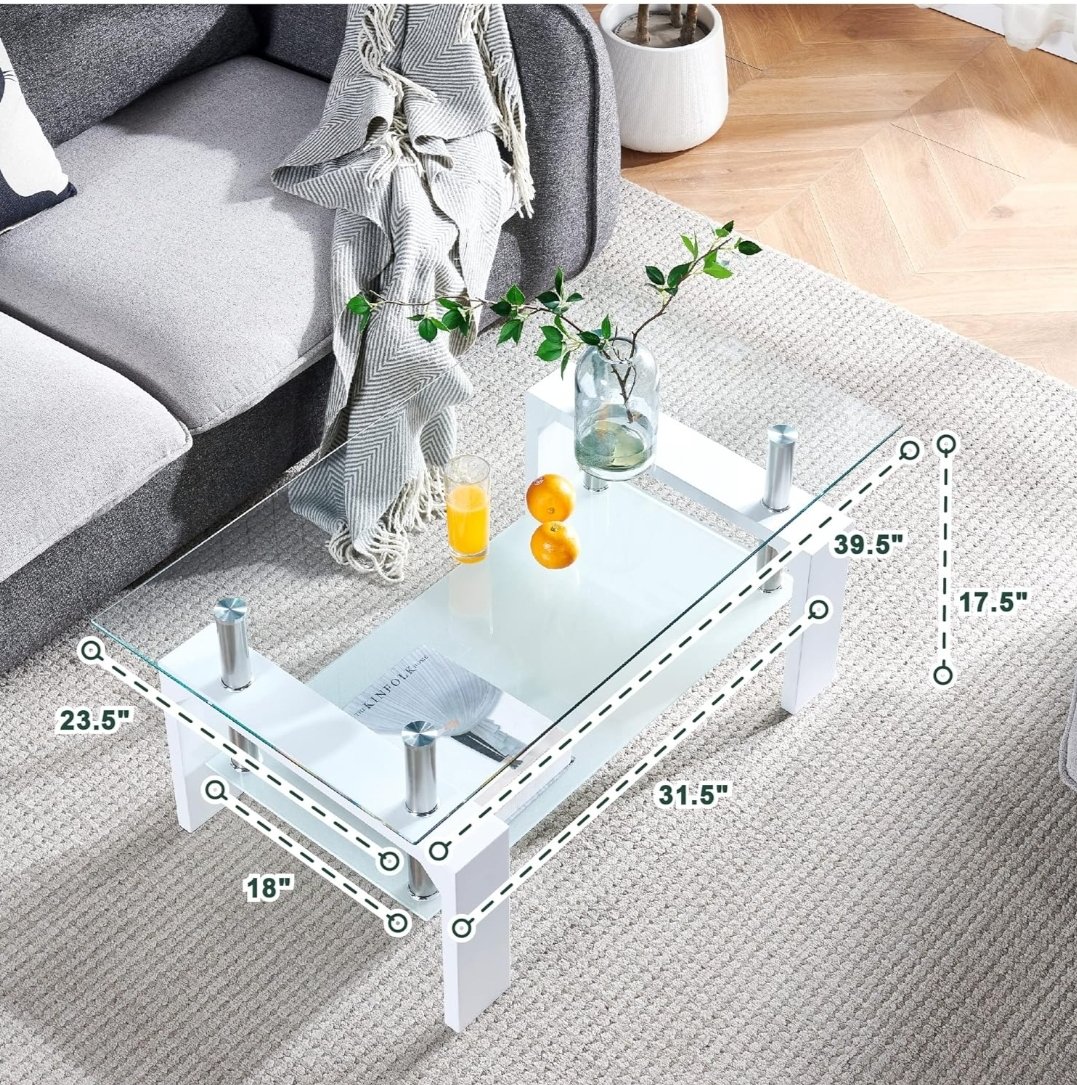 White Glass Top Coffee Table