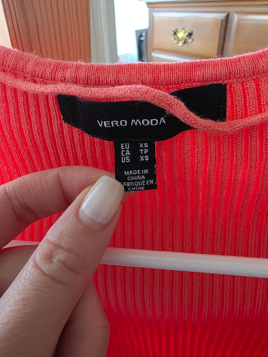 Vero Moda Coral Ribbed Top - Size XS image indicator(5)