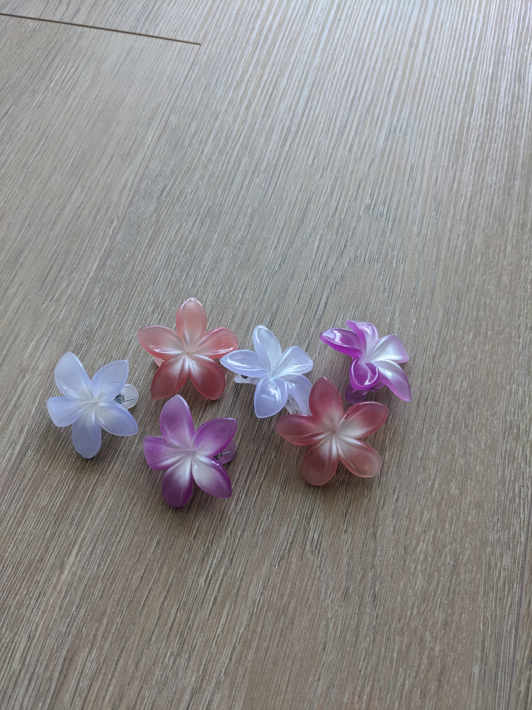 Flower Hair Clips, UV color change- Set of 6 - photo 2