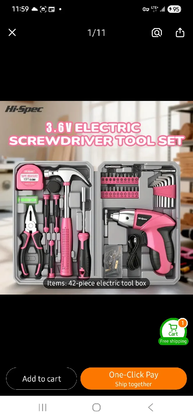 NEW 3.6V Pink Electric Screwdriver Tool Set 🪛 thumbnail