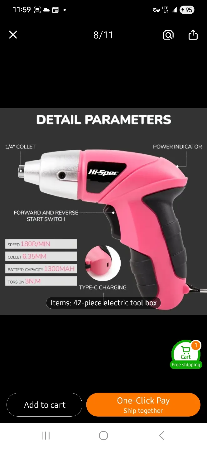 NEW 3.6V Pink Electric Screwdriver Tool Set 🪛 image indicator(6)