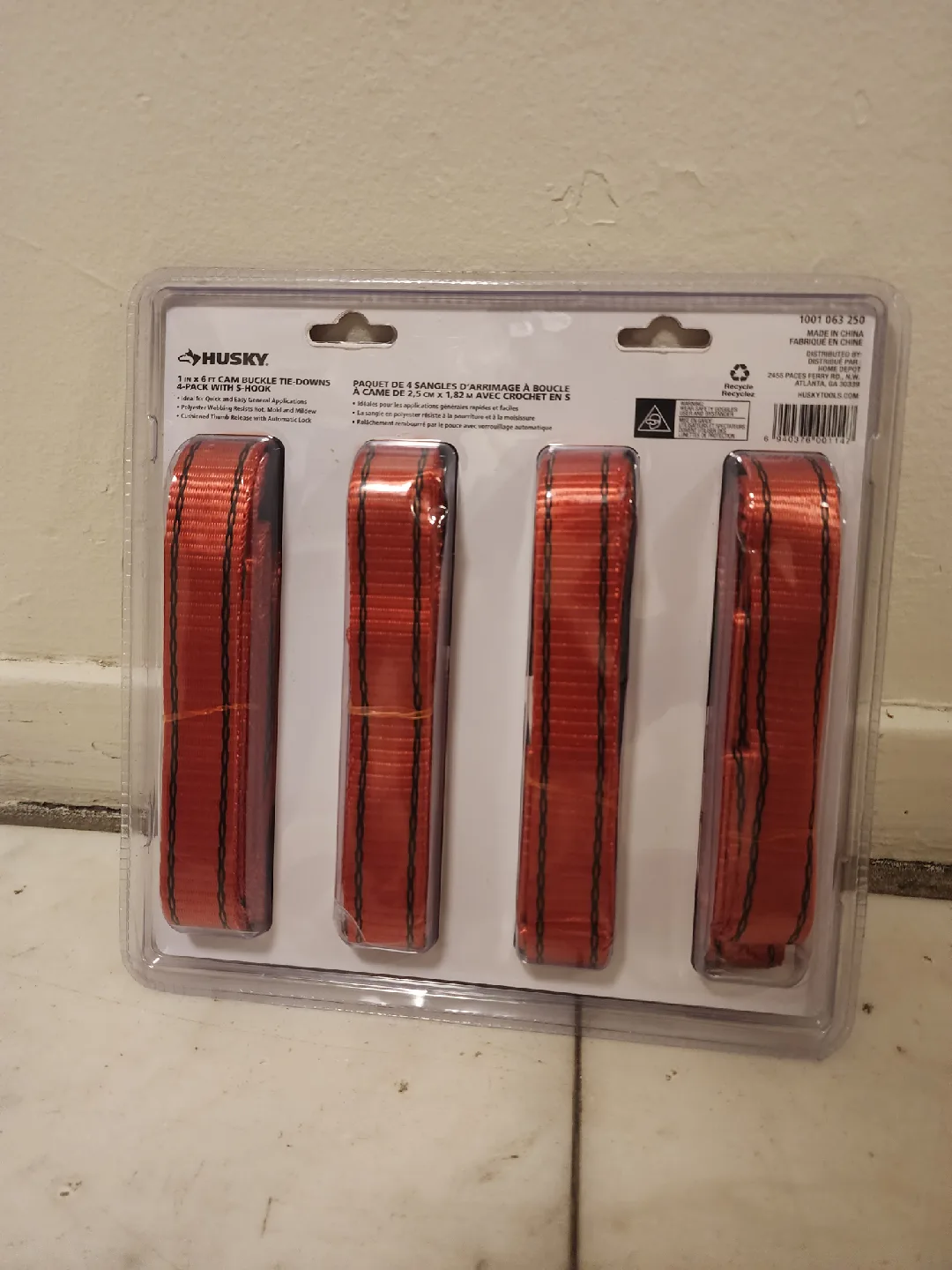New Husky 1 in x 6 ft Cam Buckle Tie-Downs 4-Pack image indicator(9)