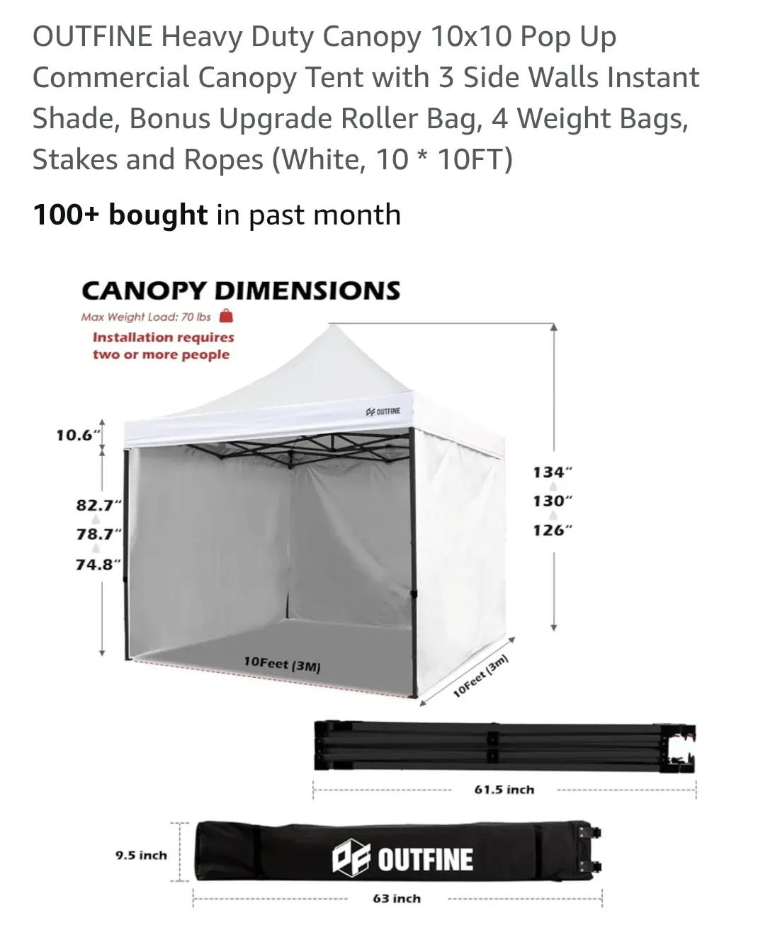 OUTFINE 10x10 Heavy Duty Canopy Tent - White image indicator(2)