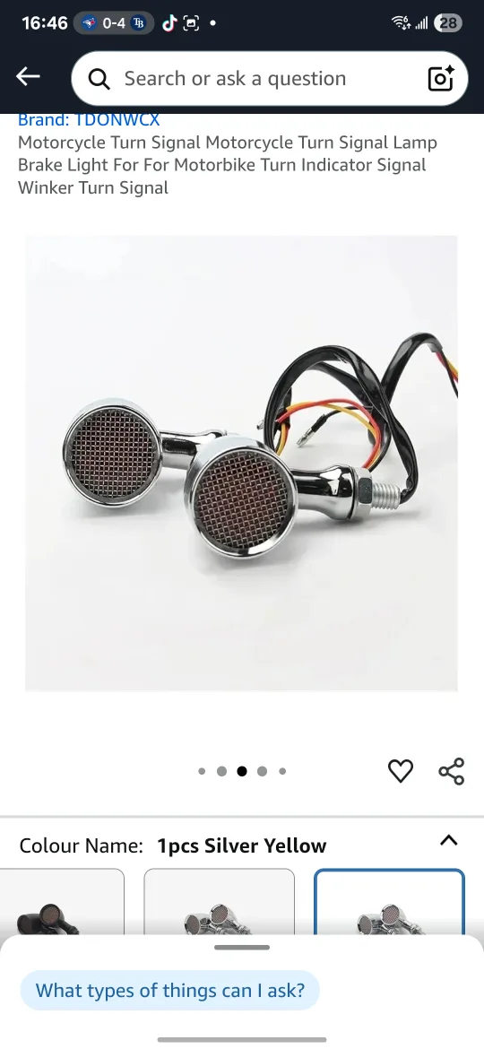 TDONWCX Motorcycle Turn Signal Light - Silver thumbnail