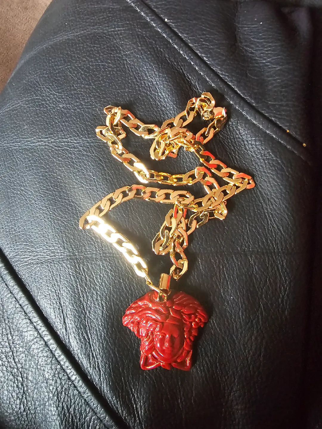 Versace Red Medusa Gold Chain Necklace image indicator(2)