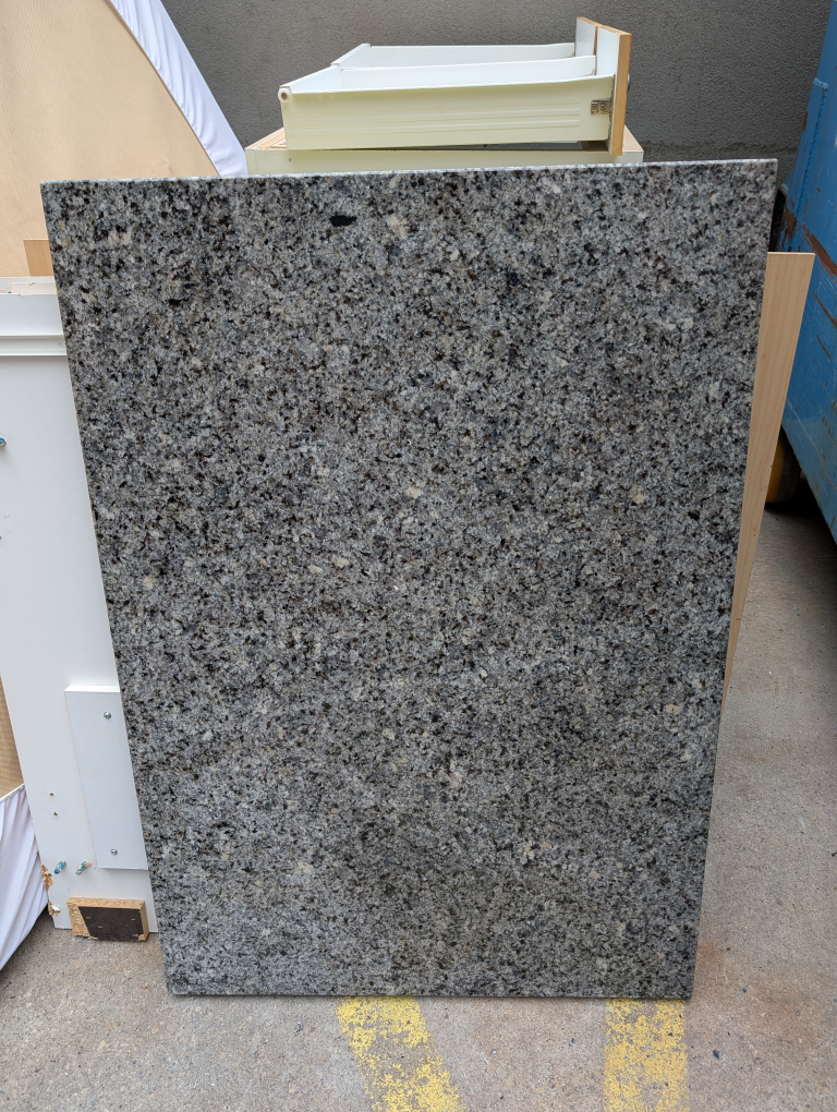 black granite countertop from kitchen island