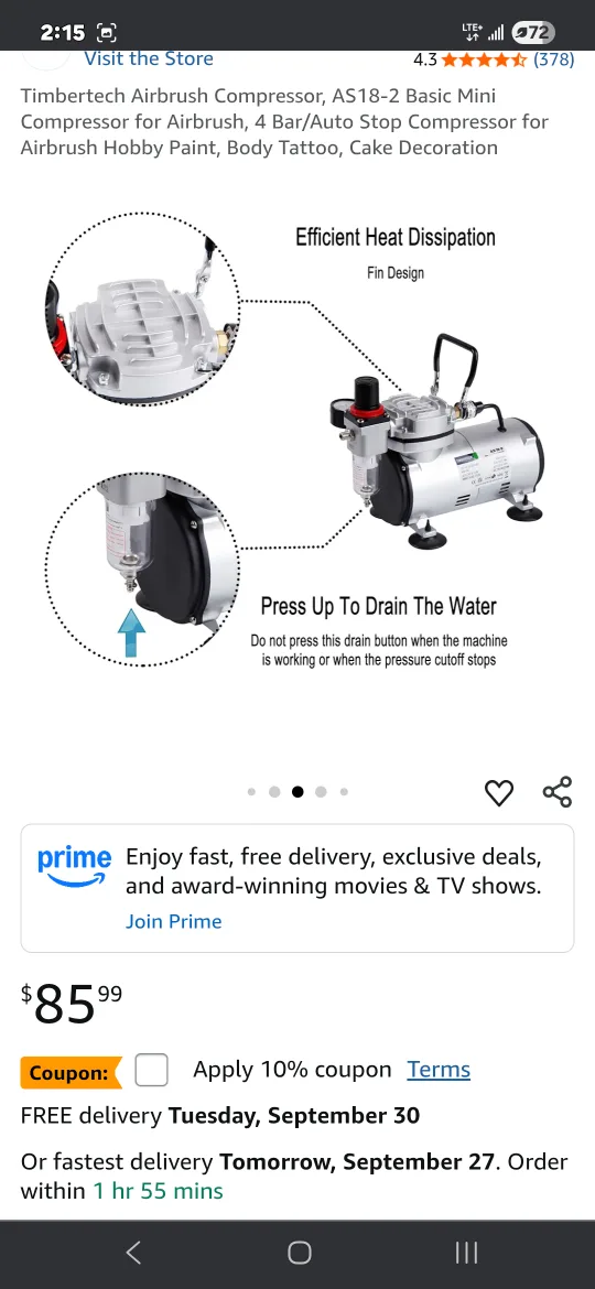 Timbertech AS18-2 Air Compressor - New in Box! image indicator(2)