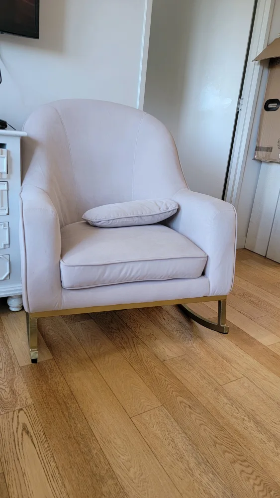 Cream Velvet Rocking Chair w/ Gold Base image indicator(2)