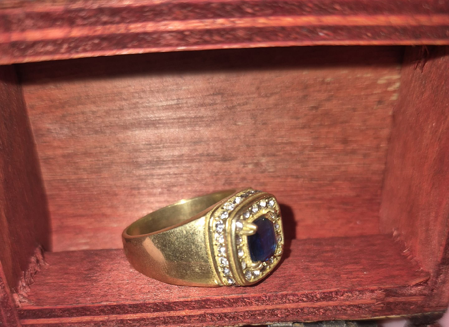Artificial Gold Ring with Blue Stone