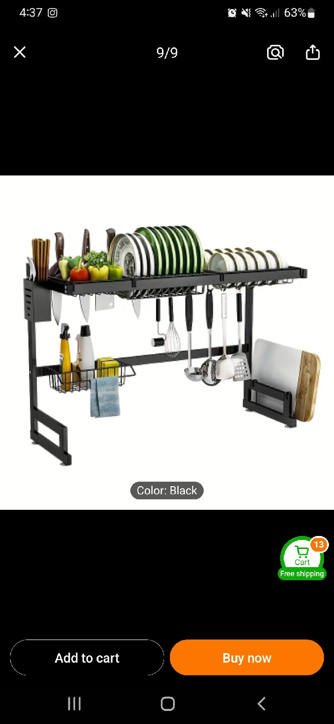 Black Over Sink Dish Drying Rack - 33.4 Inch - photo 2