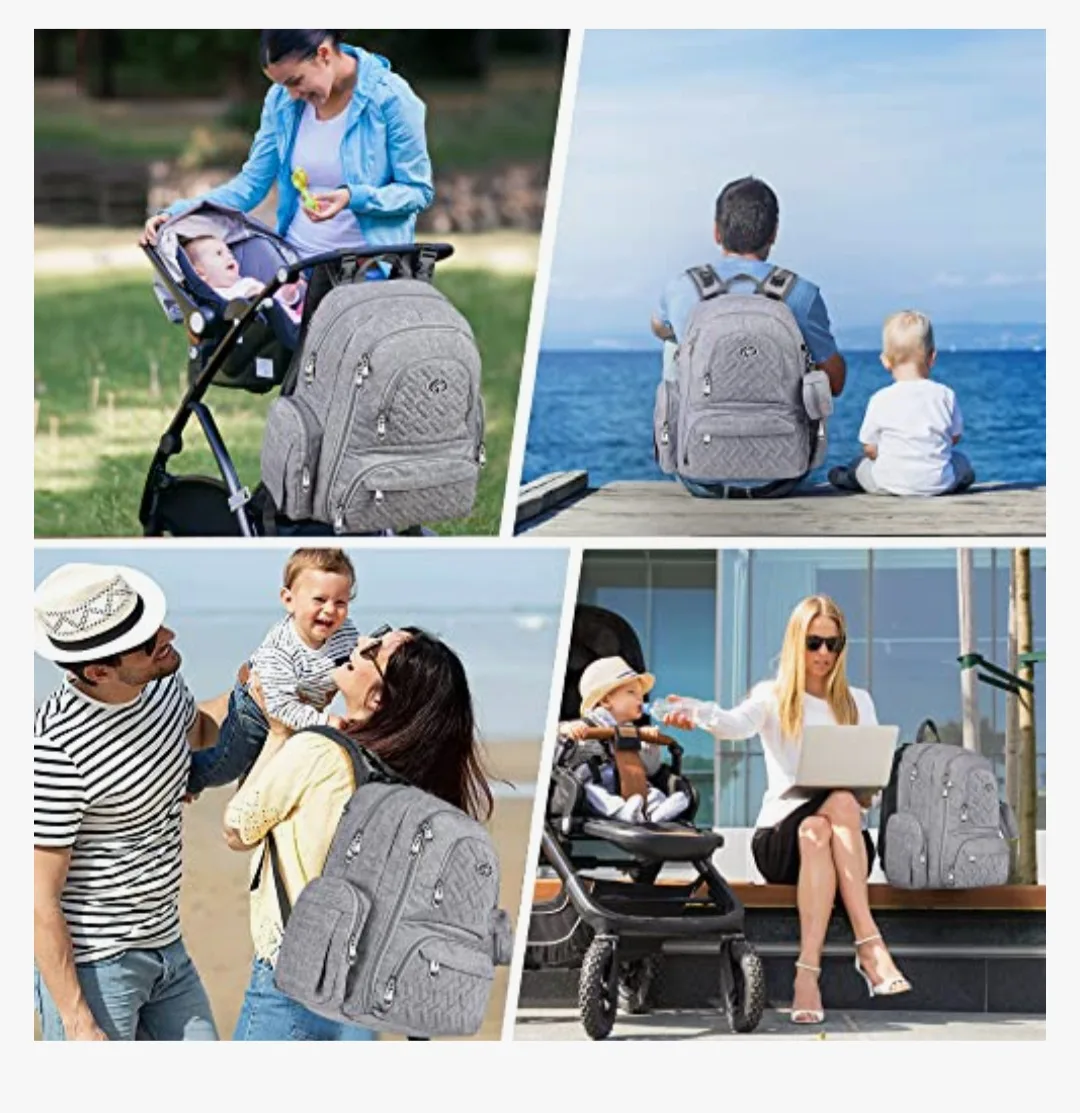 Grey Diaper Backpack with Changing Pad image indicator(5)